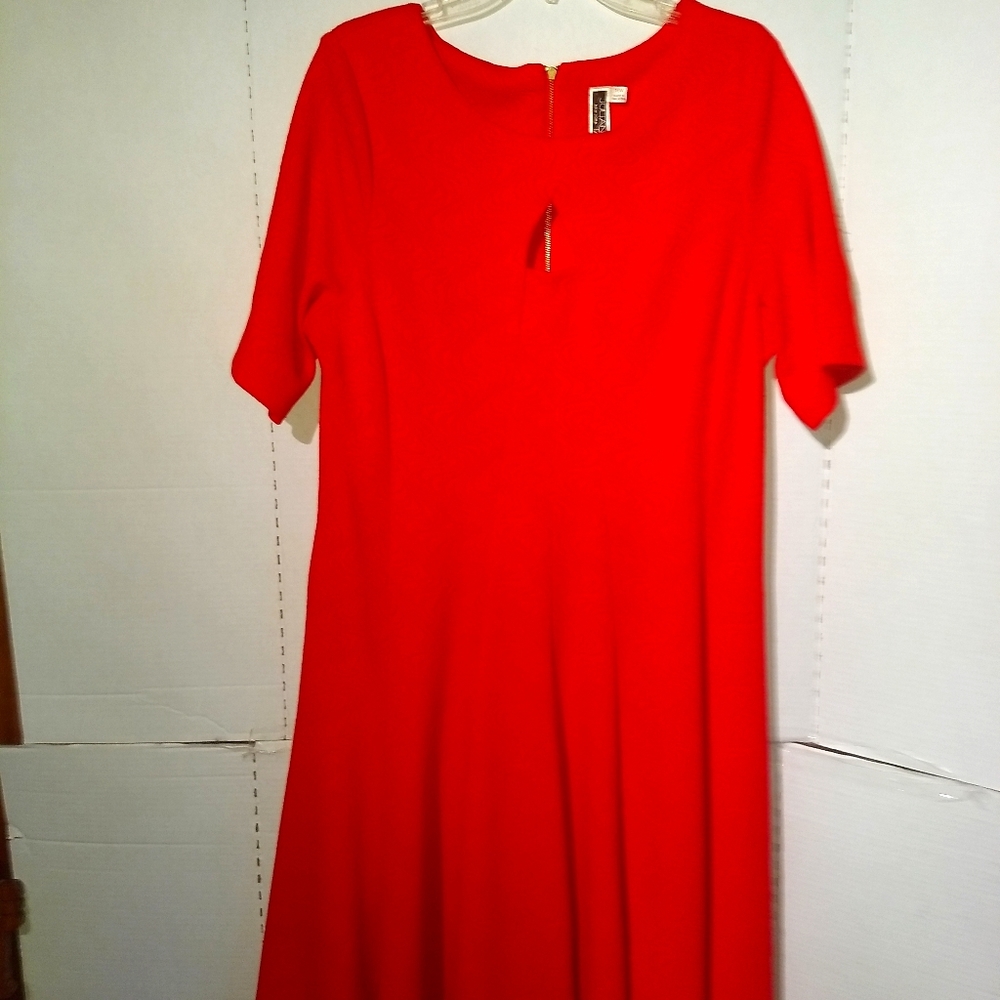 Orange dress w/Gold Zipper in back.